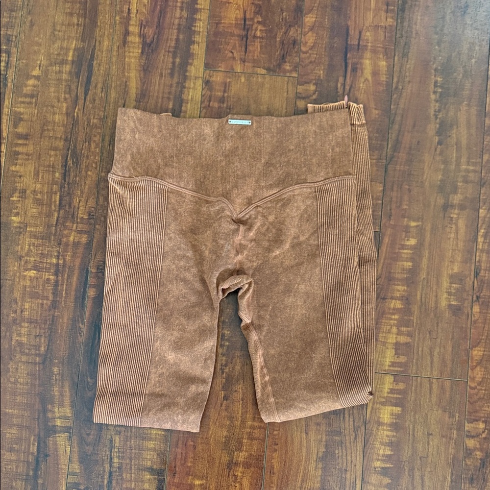 Lazuli Label Acid Wash Copper Brown High Waisted Seamless Leggings